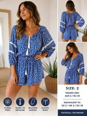 Faithfull The Brand Ibiza Romper Playsuit Size US 2
